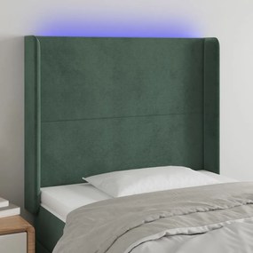 Testiera A Led Verde Scuro 93x16x118/128 Cm İn Velluto /