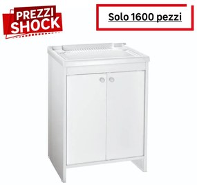 Mobile lavanderia con lavabo incluso LAVO 2 ante in pvc bianco ottico P 50 x L 60 x H 86 cm