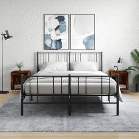 Comodini 2pz Rovere Fumo 40x35x50 Cm İn Legno Multistrato /