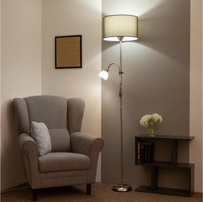 Brilagi - Lampada da terra CERIA 2 in 1 1xE27/100W/230V + 1xE14/25W cromo opaco/marrone