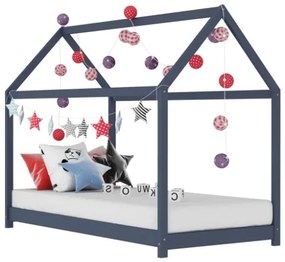 Giroletto per Bambini Grigio in Legno Massello di Pino 80x160cm