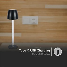 LED Lampada da tavolo ricaricabile dimmerabile LED/3W/5V 3000K nero