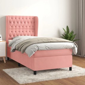 Giroletto A Molle Con Materasso Rosa 80x200 Cm İn Velluto /