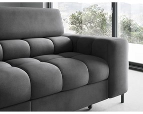 Divano angolare grigio scuro allungabile/con contenitore (con penisola a sinistra/a L) e rivestimento in velluto Ferucce – ELTAP