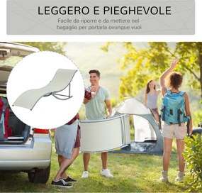 Set 2 Lettini Prendisole da Giardino 61x165x63 cm in Alluminio e Textilene Beige...