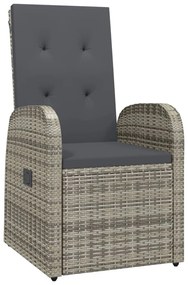 Set da pranzo da giardino 5 pz con cuscini in polyrattan grigio