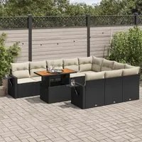 Set Divani da Giardino 11 pz con Cuscini in Polyrattan Nero 3327199