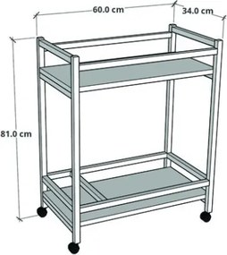 Carrello Portavivande Stile Industrial 60x34x76 Will Antracite