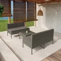 Set Divani da Giardino 5 pz con Cuscini in Polyrattan Grigio cod mxl 38876