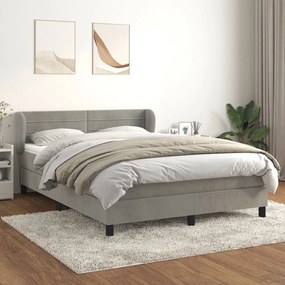 Giroletto A Molle Con Materasso Grigio Chiaro 140x200cm Velluto /