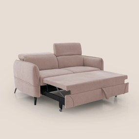 Bloom Divano con poggiapiedi estraibile piedini alti e poggiatesta reclinabili in tessuto bouclé impermeabile T07 rosa