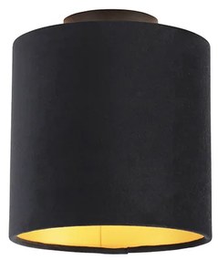 Plafoniera con paralume in velluto nero e oro 20 cm - Combi Black