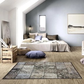 Tappeto Lotus orientale in viscosa marrone, L 200 x L 140 cm