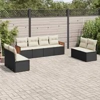 Set Divani da Giardino con Cuscini 8 pz Nero in Polyrattan 3227568