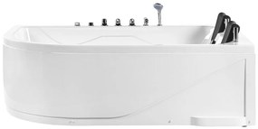 Vasca idromassaggio bianca angolare con LED 180 x 120 cm versione sinistra CALAMA Beliani