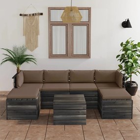 Set divani da giardino su pallet 7 pz con cuscini massello pino