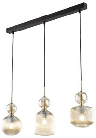 Lampada a sospensione SOPHIA con cavo 3xE14/10W/230V Nero/Beige fumé