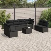 Set Divani da Giardino 9 pz con Cuscini Nero in Polyrattancod mxl 89299