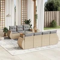 Set Divano da Giardino 8 pz con Cuscini Beige in Polyrattan 3257242