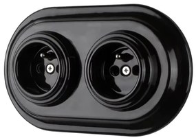 Bohemia-Design - Presa domestica in porcellana in stile retrò senza placca 250V/16A nera