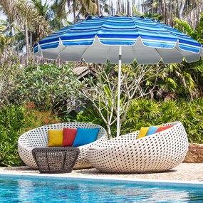 Costway Ombrellone 2,43m da spiaggia con protezione solare UPF50+ inclinato, Ombrellone portatile da esterno Blu