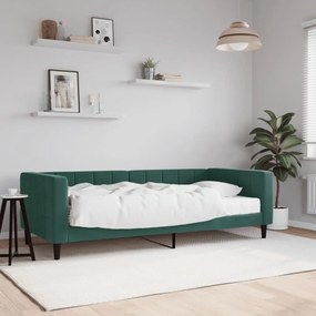 Divano letto con materasso verde scuro 90x200 cm in velluto