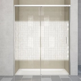 Porta doccia scorrevole Jazz, L 139-139.5 cm x H 200 cm x SP 6 mm, profilo cromo, vetro smerigliato