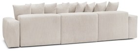 Divano angolare color crema con rivestimento in velluto a coste Voltaire – Bobochic Paris