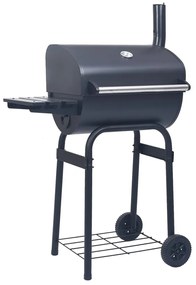 Barbecue A Carbone Con Affumicatore E Ripiano Basso Nero /