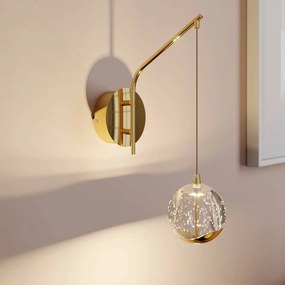 Lucande Applique a LED Hayley, color oro, vetro, altezza 34 cm
