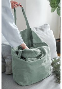 Borsa della spesa in lino verde Milieu - Linen Tales