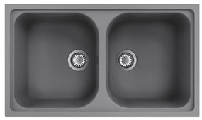Lavello sopratop 2 vasche DELINIA Elbe quarzo L 50 x L 86 cm grigio