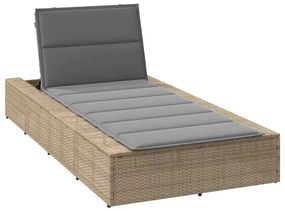 Lettino Prendisole Con Cuscino Galleggiante Beige İn Polyrattan /