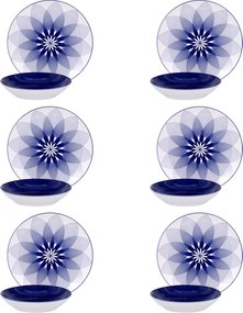 Servizio 12 piatti porcellana Virella blu