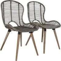 Sedie da Pranzo 4 pz Marroni in Rattan Naturale cod mxl 68396