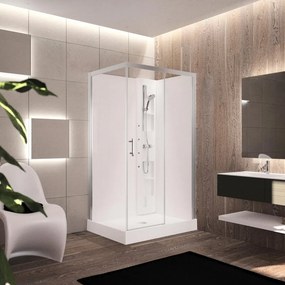 Cabina doccia idromassaggio rettangolare PERLA 120 x 80 cm silver con miscelatore meccanico