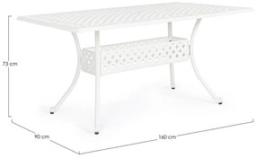 Tavolo rettangolare IVREA in alluminio bianco 160&#215;90 cm