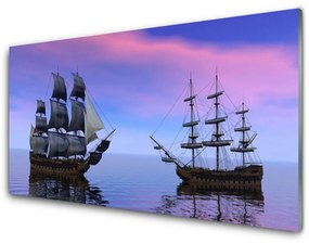 Pannello paraschizzi cucina Paesaggio del mare di barche 100x50 cm