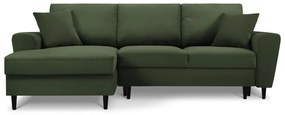 Divano letto in velluto a coste verde, angolo sinistro Moghan - Micadoni Home