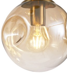 Lampada a sospensione Art Déco ottone con vetro ambrato 3 luci - Douglass