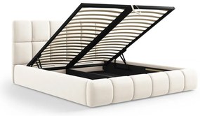 Letto matrimoniale imbottito color crema in velluto con contenitore con rete inclusa 180x200 cm Bellis – Micadoni