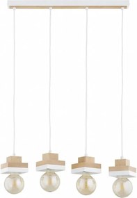 Lampadario sospeso su cavo MIKO 4xE27/15W/230V bianco/beige