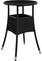 Tavolo da Giardino 60x75 cm Vetro Temperato e Polyrattan Nero cod mxl 34233