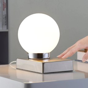 Lampada da tavolo Naomi Lindby, Bianco / Opale, Camera da letto, Metallo, Moderno, Lampada da tavolo