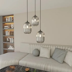 Lampadario a sospensione con filo VERDI 3xE27/15W/230V diametro 30 cm nero/grigio