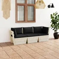 Divano da Giardino a 3 Posti su Pallet con Cuscini Legno Abete cod mxl 41085