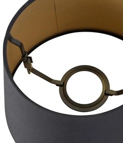 Paralume in cotone nero 20/15/13 con interno dorato