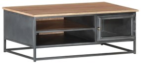 Tavolino Da Salotto Grigio 90x50x35 Cm İn Massello Di Acacia /