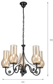 Brilagi - LED Lampadario a sospensione con catena COTTAGE 5xE14/40W/230V nero/marrone