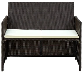 Divano da giardino a 2 posti con cuscini marrone in polyrattan